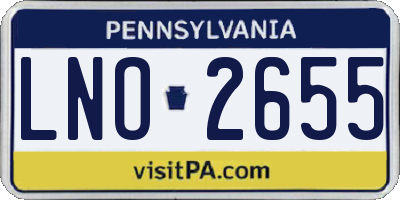 PA license plate LNO2655