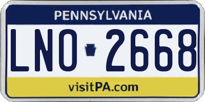PA license plate LNO2668