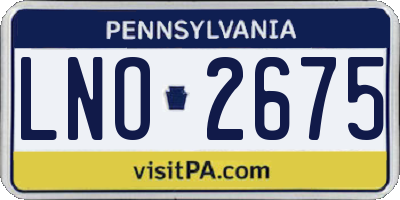 PA license plate LNO2675
