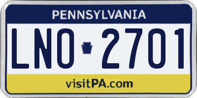 PA license plate LNO2701