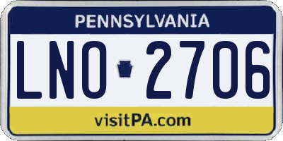 PA license plate LNO2706