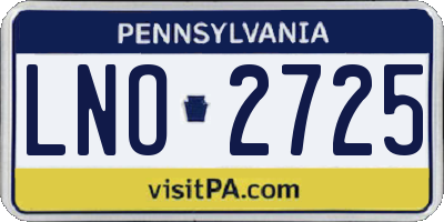 PA license plate LNO2725
