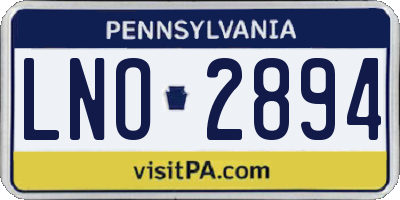 PA license plate LNO2894
