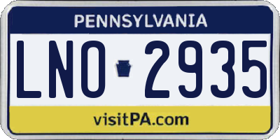 PA license plate LNO2935
