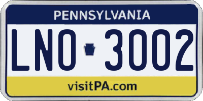 PA license plate LNO3002