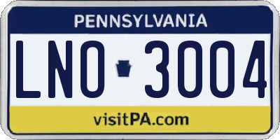 PA license plate LNO3004