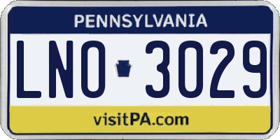 PA license plate LNO3029