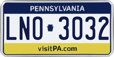 PA license plate LNO3032