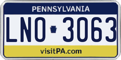 PA license plate LNO3063