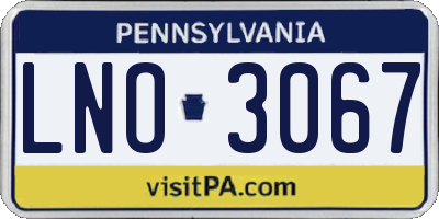 PA license plate LNO3067