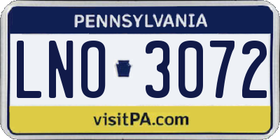 PA license plate LNO3072