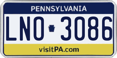 PA license plate LNO3086