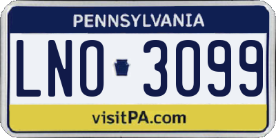 PA license plate LNO3099