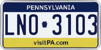 PA license plate LNO3103
