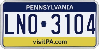 PA license plate LNO3104