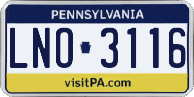 PA license plate LNO3116