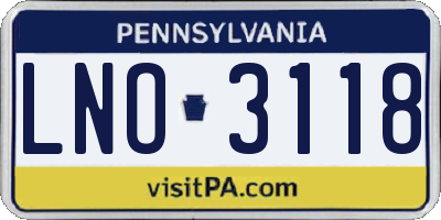 PA license plate LNO3118