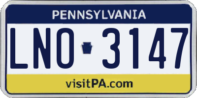 PA license plate LNO3147
