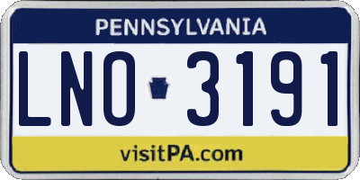PA license plate LNO3191