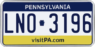 PA license plate LNO3196
