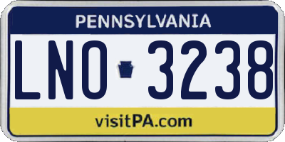 PA license plate LNO3238