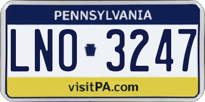 PA license plate LNO3247