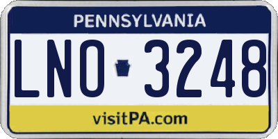 PA license plate LNO3248