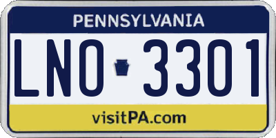 PA license plate LNO3301