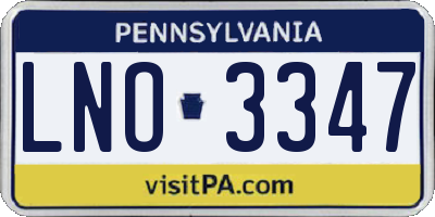PA license plate LNO3347