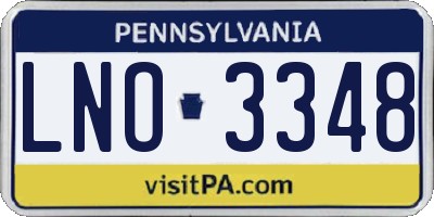 PA license plate LNO3348