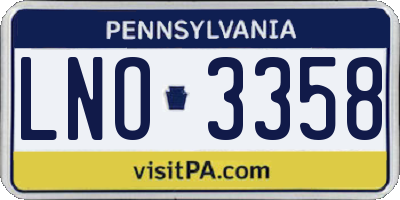 PA license plate LNO3358