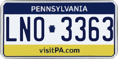 PA license plate LNO3363