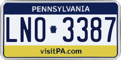 PA license plate LNO3387