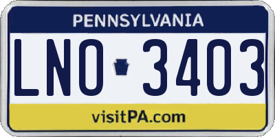 PA license plate LNO3403