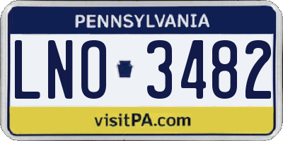 PA license plate LNO3482