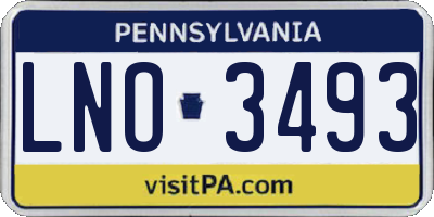 PA license plate LNO3493