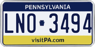PA license plate LNO3494