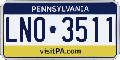 PA license plate LNO3511