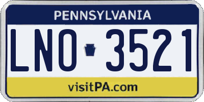 PA license plate LNO3521