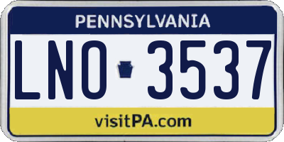 PA license plate LNO3537