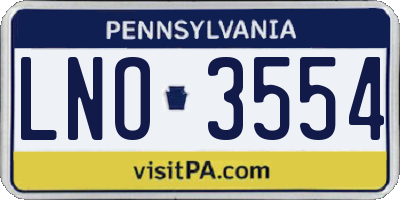 PA license plate LNO3554