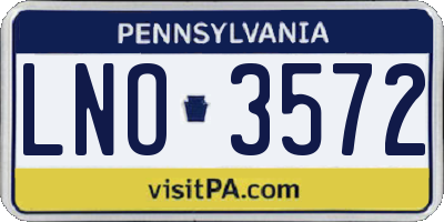 PA license plate LNO3572