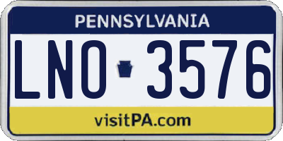 PA license plate LNO3576