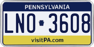 PA license plate LNO3608