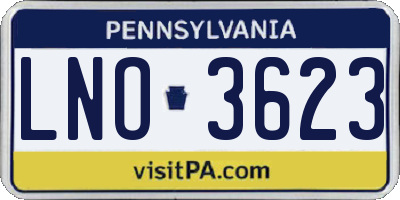 PA license plate LNO3623