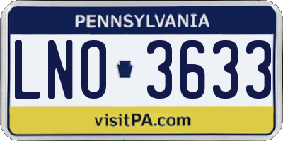PA license plate LNO3633