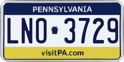 PA license plate LNO3729