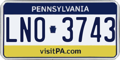 PA license plate LNO3743