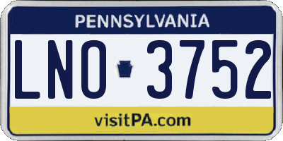 PA license plate LNO3752
