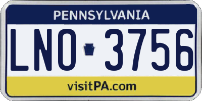 PA license plate LNO3756